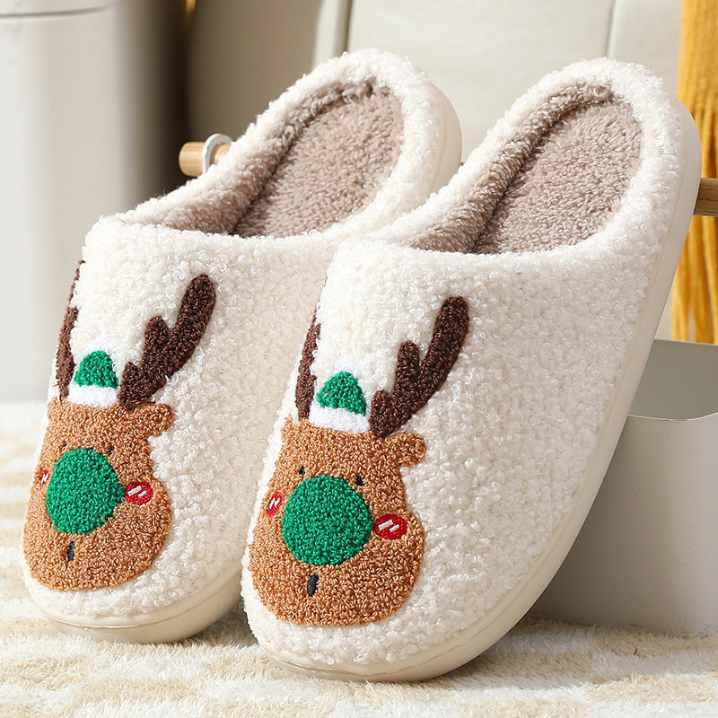 Pantuflas acogedoras de alce navideño