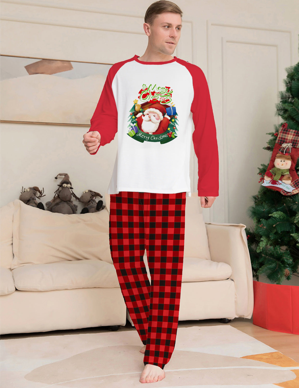 Plait pants santa print