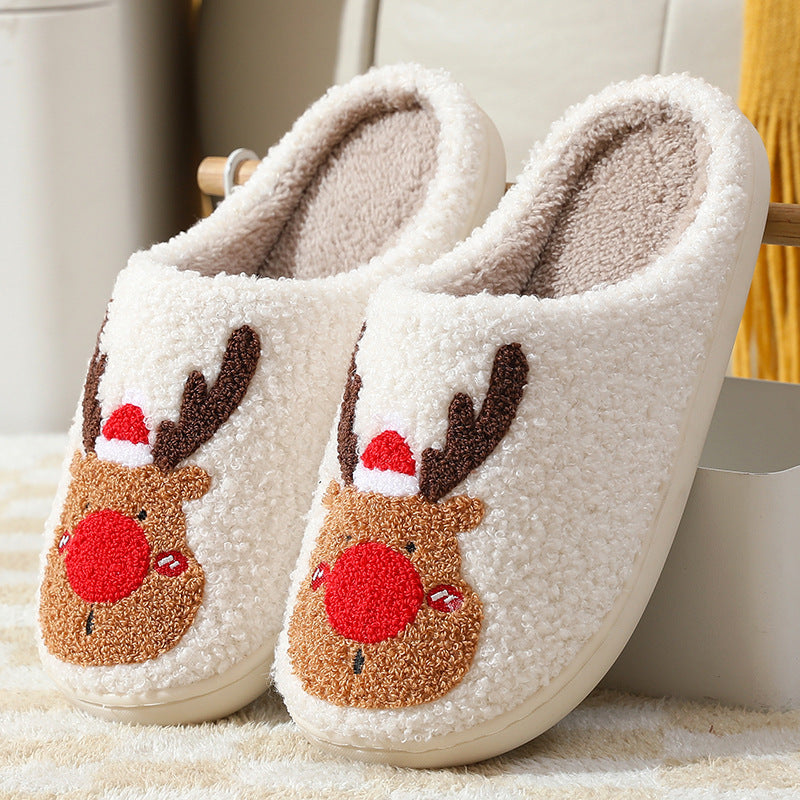 Pantuflas acogedoras de alce navideño