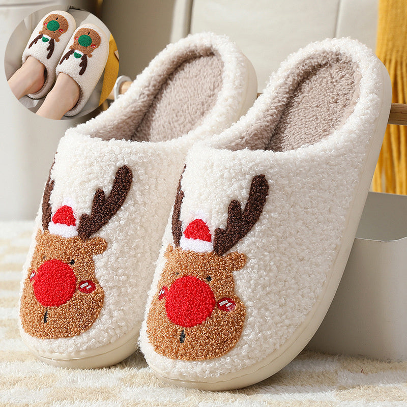 Pantuflas acogedoras de alce navideño