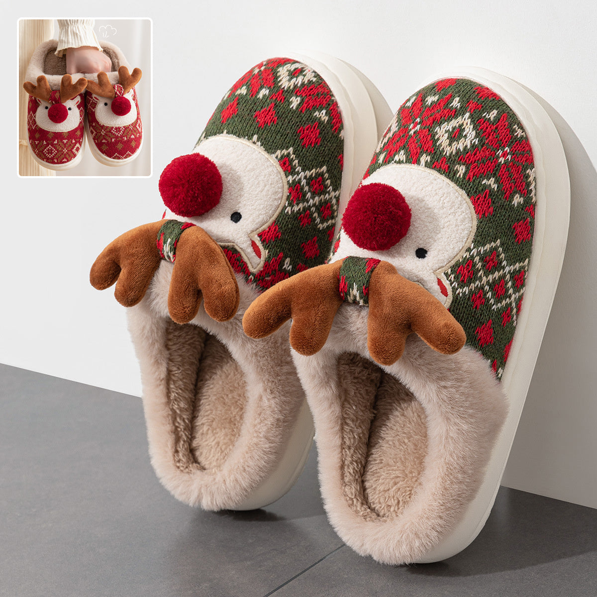 Christmas plush slippers