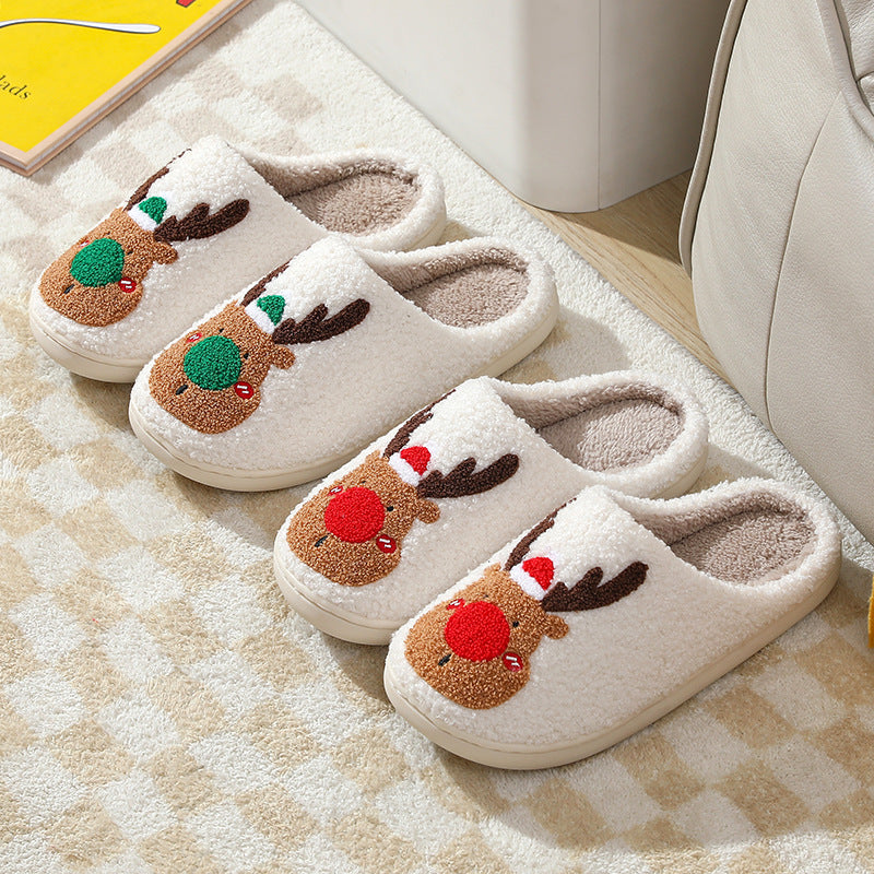 Pantuflas acogedoras de alce navideño