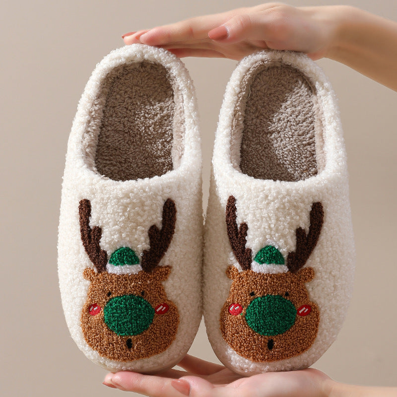 Pantuflas acogedoras de alce navideño