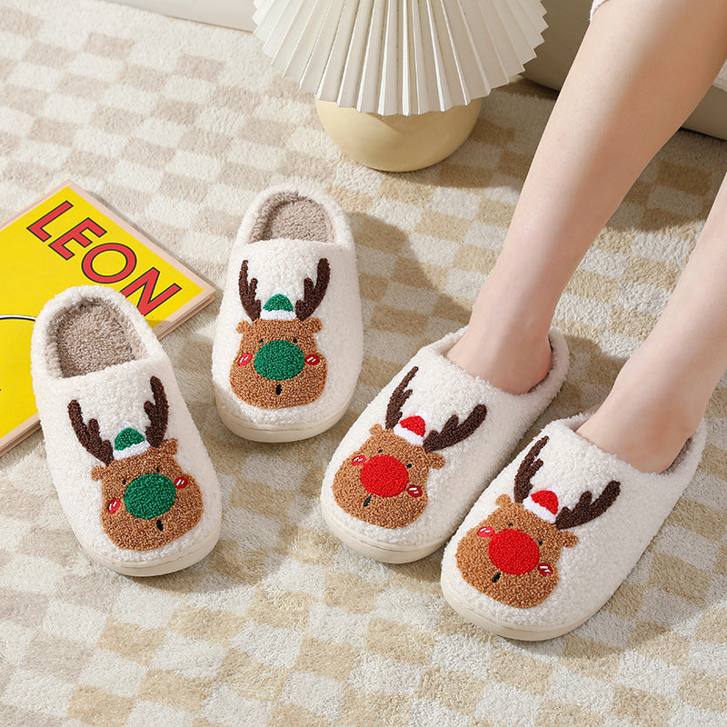 Pantuflas acogedoras de alce navideño