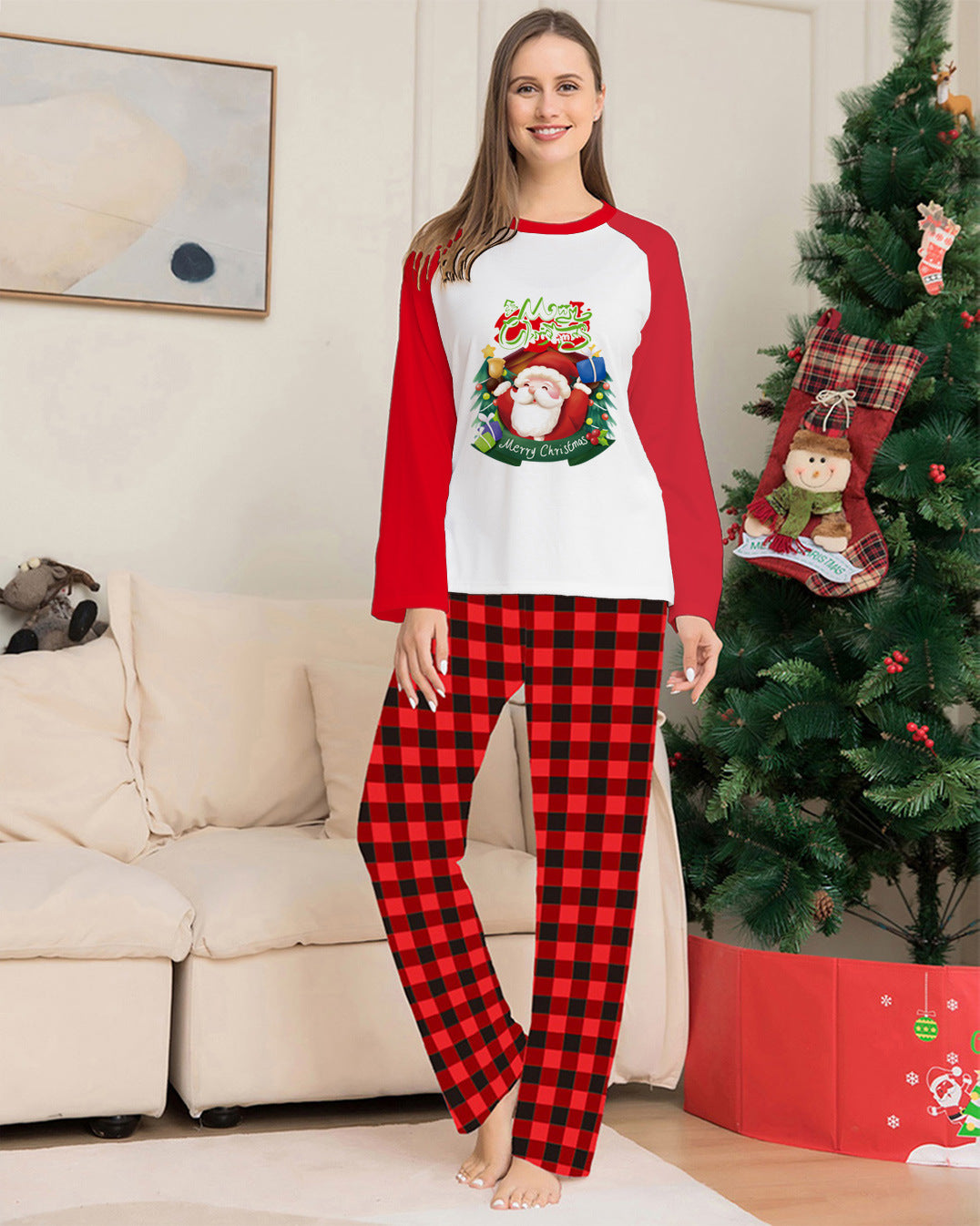 Plait pants santa print