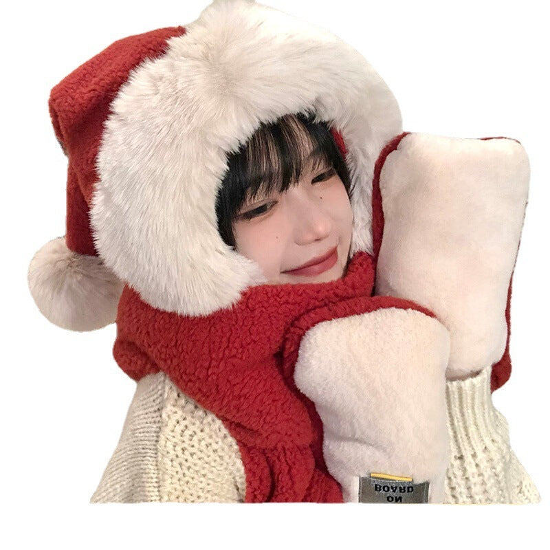 Three piece Christmas set: scarf glove hat