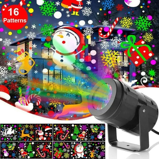 Proyector LED navideño con forma de copo de nieve 