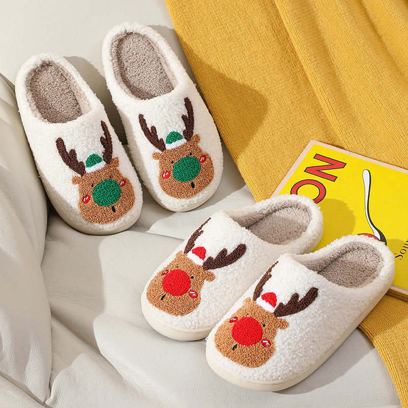 Pantuflas acogedoras de alce navideño